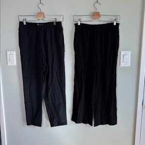 Zara‎ XS/S Black Pants Bundle - Elastic Waist Tapered S & Crinkle Drawstring XS